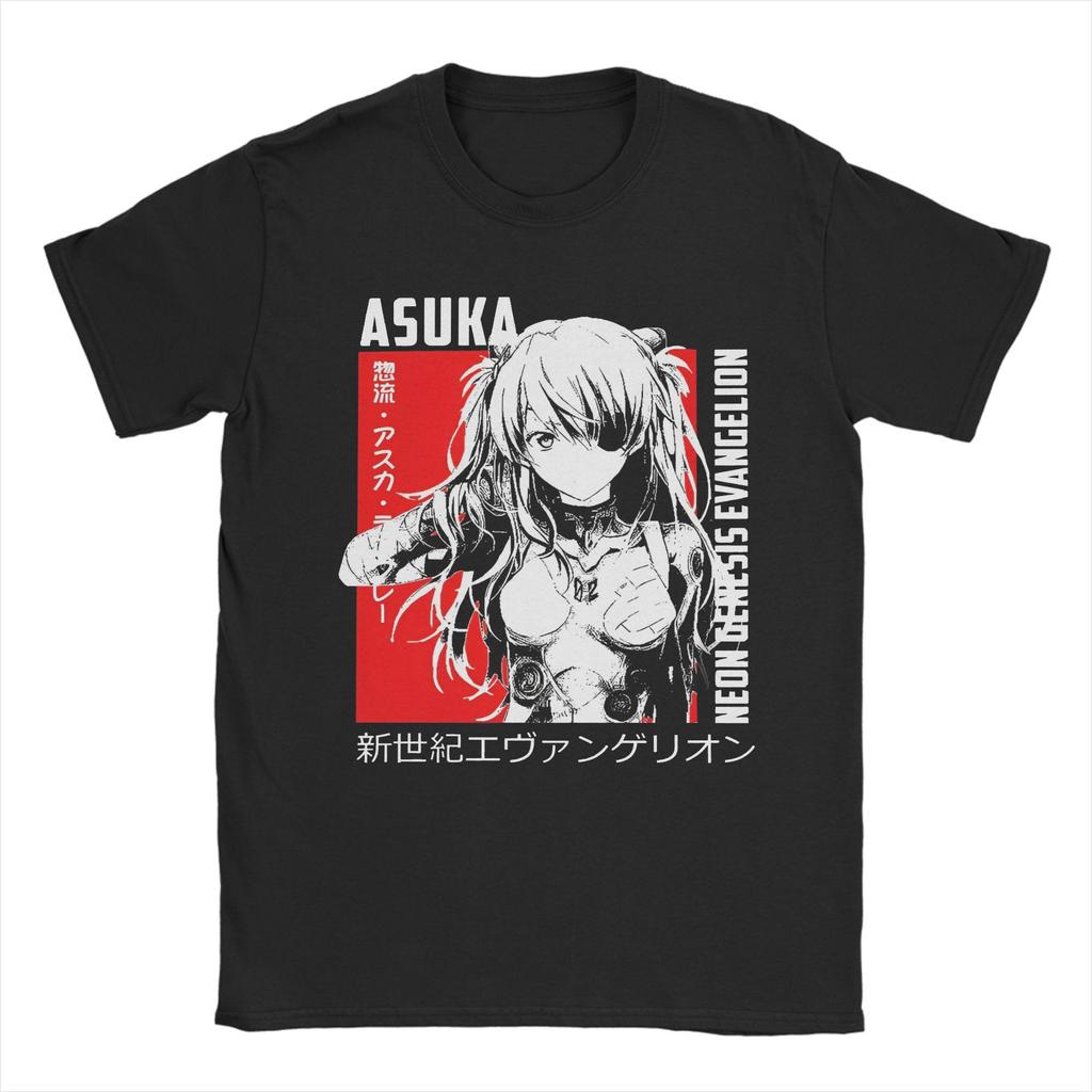 Novelty EVA Asuka T Shirt Unisex Round Neck Short Sleeve Tops Anime Manga Cute Girl Cotton Summer Top Tee