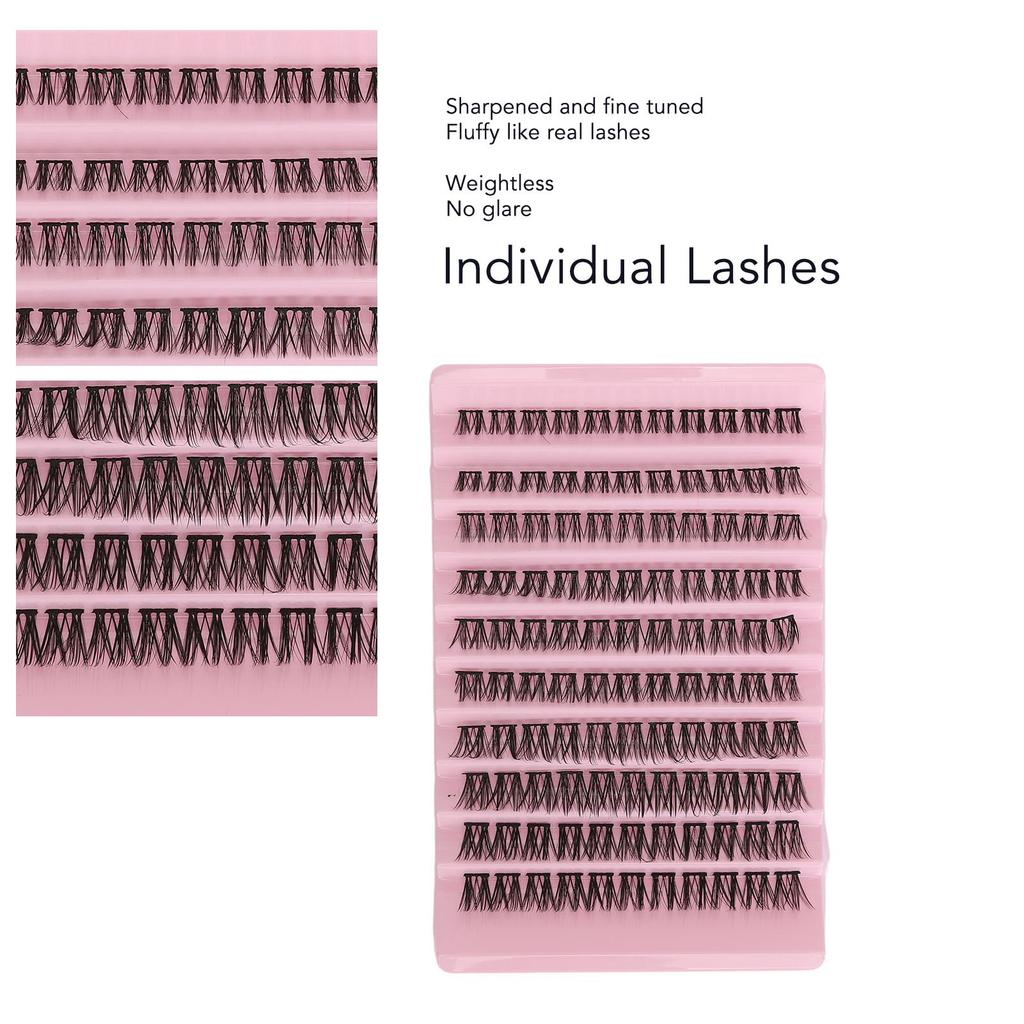 Individual Eyelashes DIY Realistic Synthetic Fibre Lightweight Strong Adhesive Cluster Eyelash Extensions 001