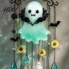 Holiday Wind Chime Halloween Ghost Decoration Vintage Sun Catcher with Faux Crystal Decorative Tassel Ornament Drops Tassels Acrylic Hanging