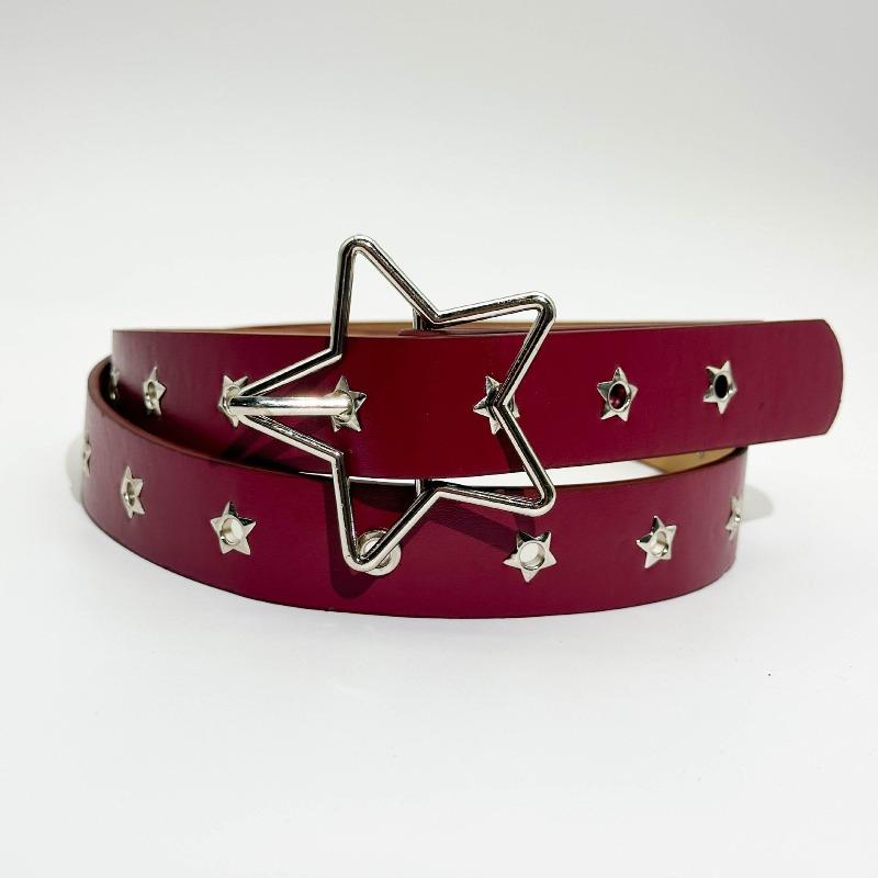 Y2K Punk Star-Studded Wide Belt - Multi-Strap Hole Adjustable Waistbelt for Women's Jeans, Alternative Gothic Accessory