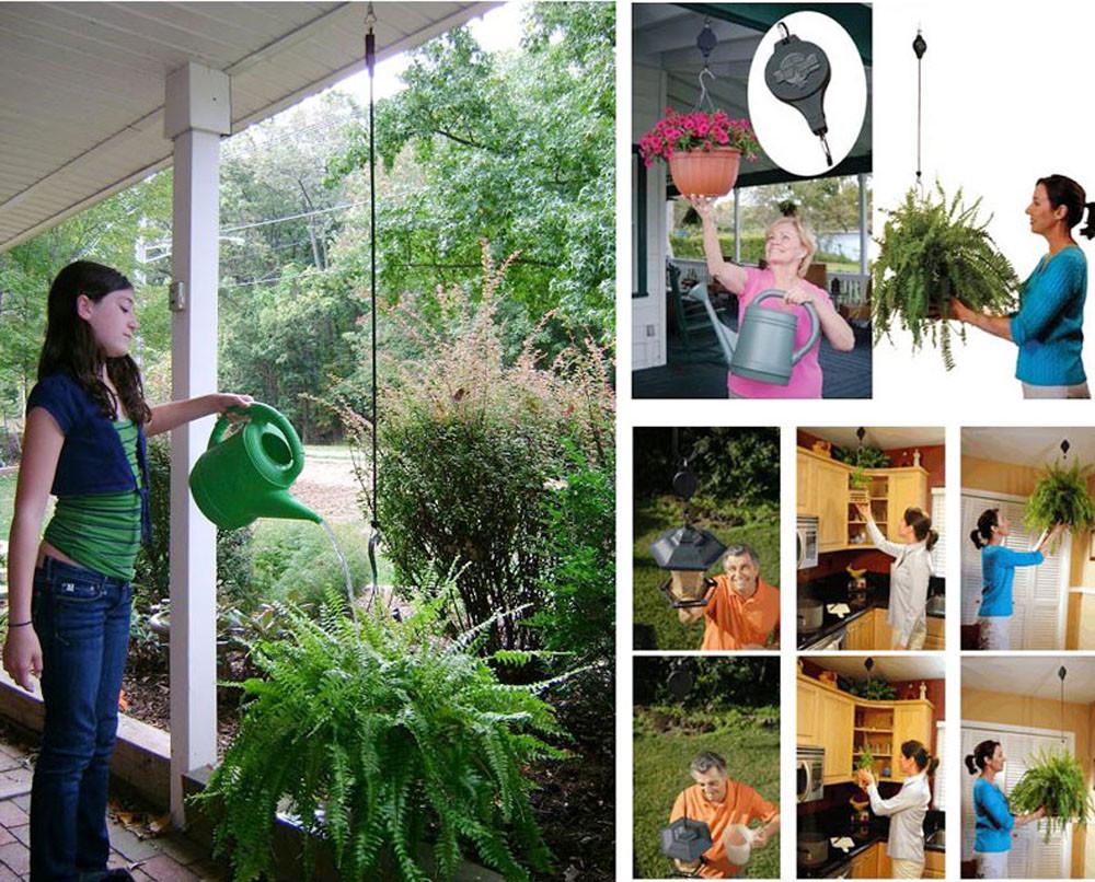 Einziehbare Riemenscheibe, hängender Korb, herunterziehbarer Aufhänger für Gartenpflanzen, Haken