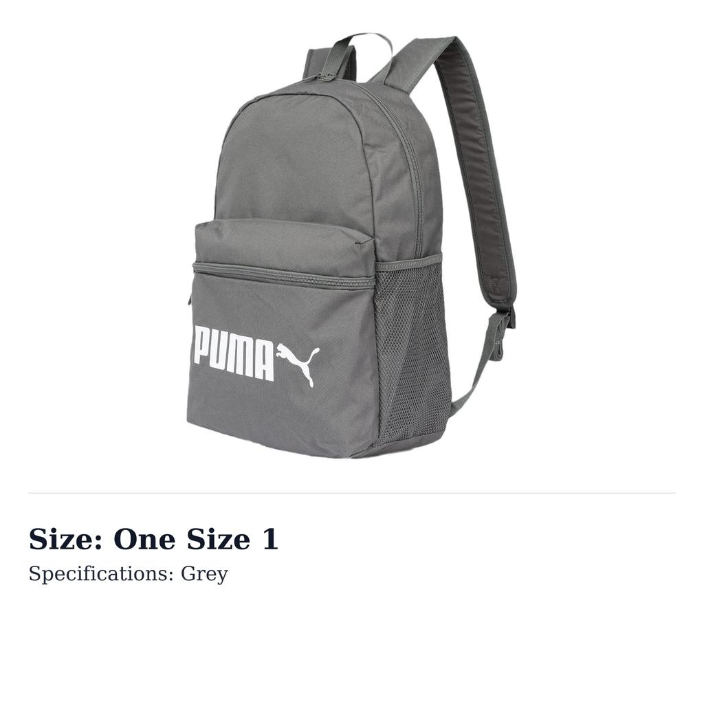 PUMA Polyester Backpack Unisex Gray 077482-03