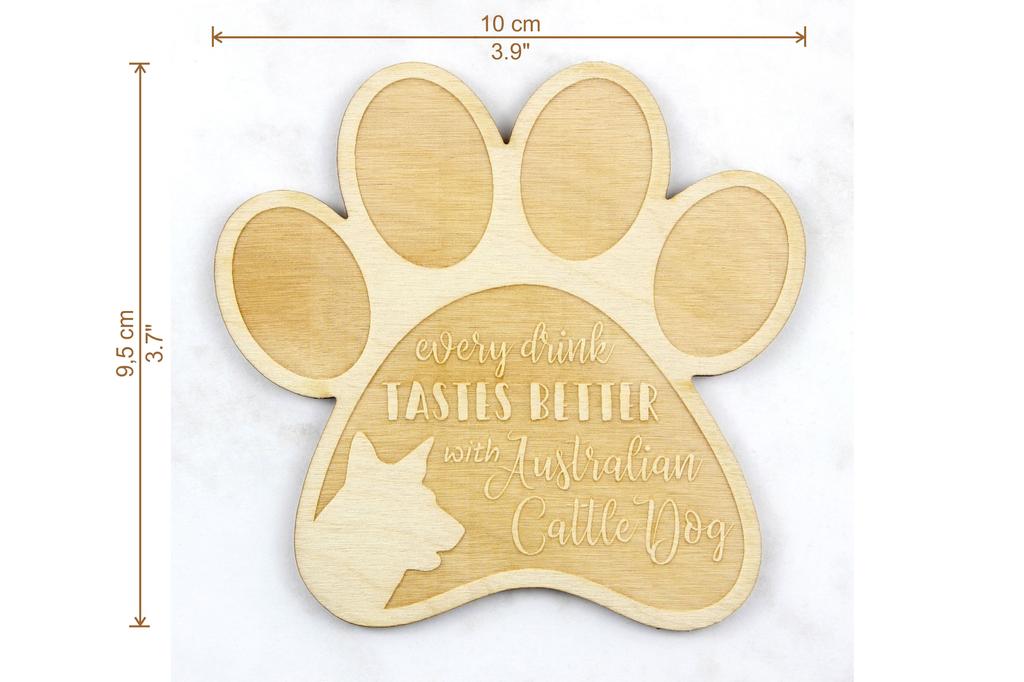 Australian Cattle Dog, Blue Heeler, Red Heeler - Mug coaster, engraved coaster with dog, gift for dog lover by Art-Dog brand