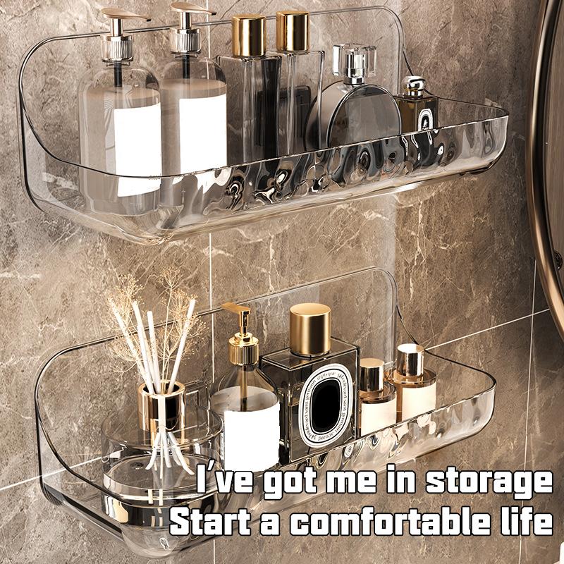 Badrumssmink Organizer Ingen borrning Kökshylla Badrumshylla Tillbehör Toalett Schampo Dusch Förvaring Vägghängt ställ