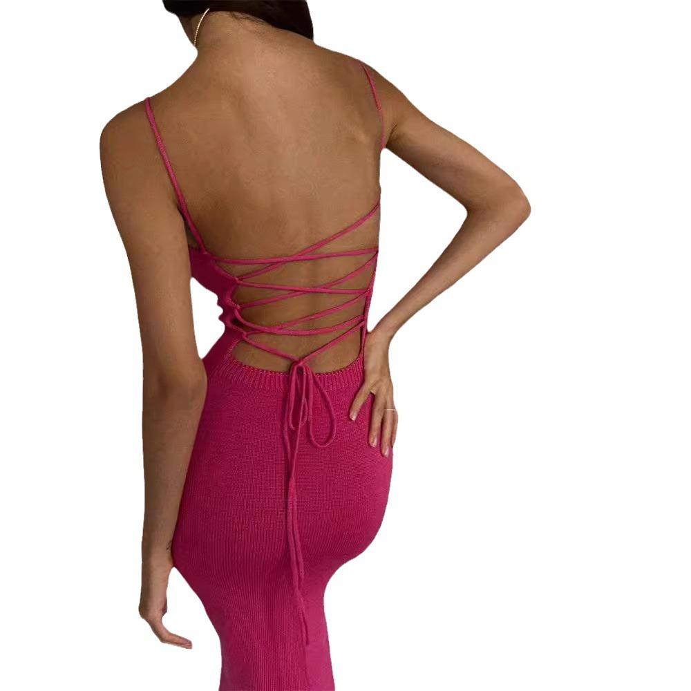 2026 European and American Summer New Women's Clothing Sexy Spice Girl Split Temperament Medium and Long Tight Suspender Dress