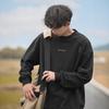 Men's Round Neck Sweatshirt Winter Retro Loose Long-sleeved T-shirt High Street Casual Bottoming Shirt
