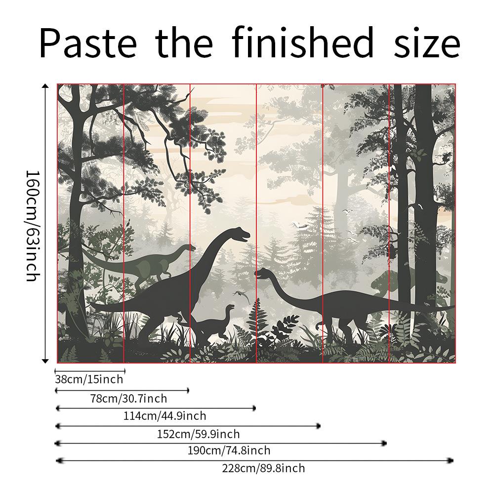 Fun-L038 Cartoon Dinosaur Fog Forest Bedroom Living Room Home Background Wall Landscaping Decorative Wall Stickers