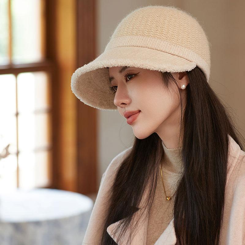 Fashion Cap Autumn Winter Warm Cold Ladies Bucket Hat Casual Knitted Wool Equestrian Hat