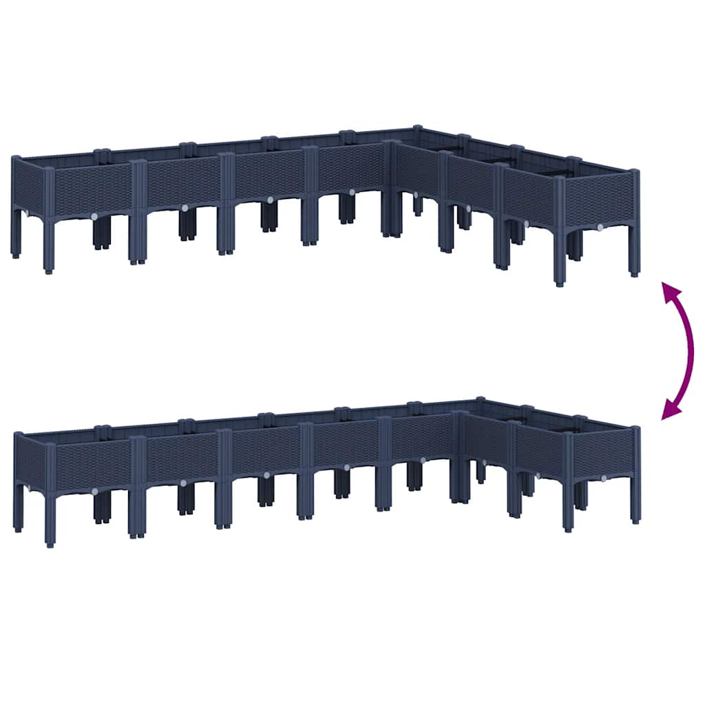 Planter with Legs Blue Grey 200 x 160 x 42 cm PP