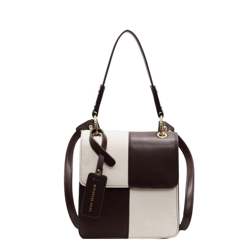 

This year s popular design sense niche splicing portable small square bag fashionable versatile casual foreign style commuter messenger bag women