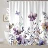 Watercolor Floral Shower Curtain Modern Home Bathroom Decorative Fabric Waterproof Shower Curtain 90X180Cm
