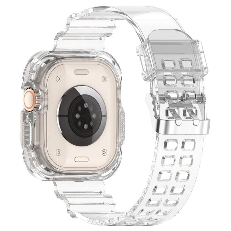 Soft Silicone Watchband Adjustable Watch Band Strap Repalcement for iOS Watch Ultra 49mm Smartwatch Comfortable