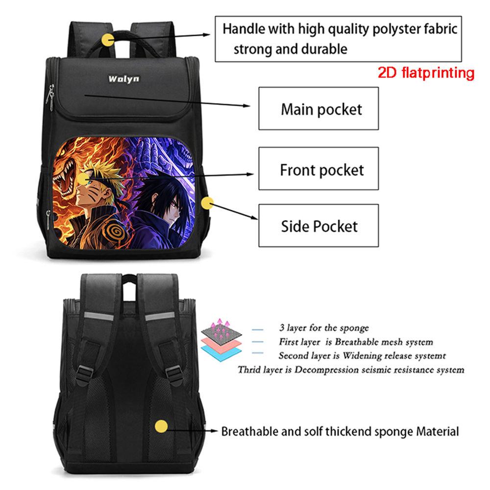 NARUTO Animated Anime Children's Picnic Carrier,Kids Thermal Cooler Lunch Bags Charming Lightweight Lightweight,For Boys & Girls Age 5-11