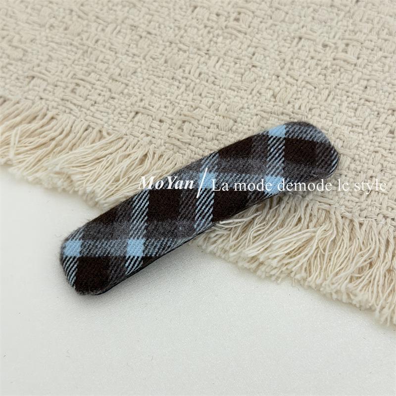 Korean Style Plaid Geometric Hair Clip - Retro BB Clip for Flyaway Hair