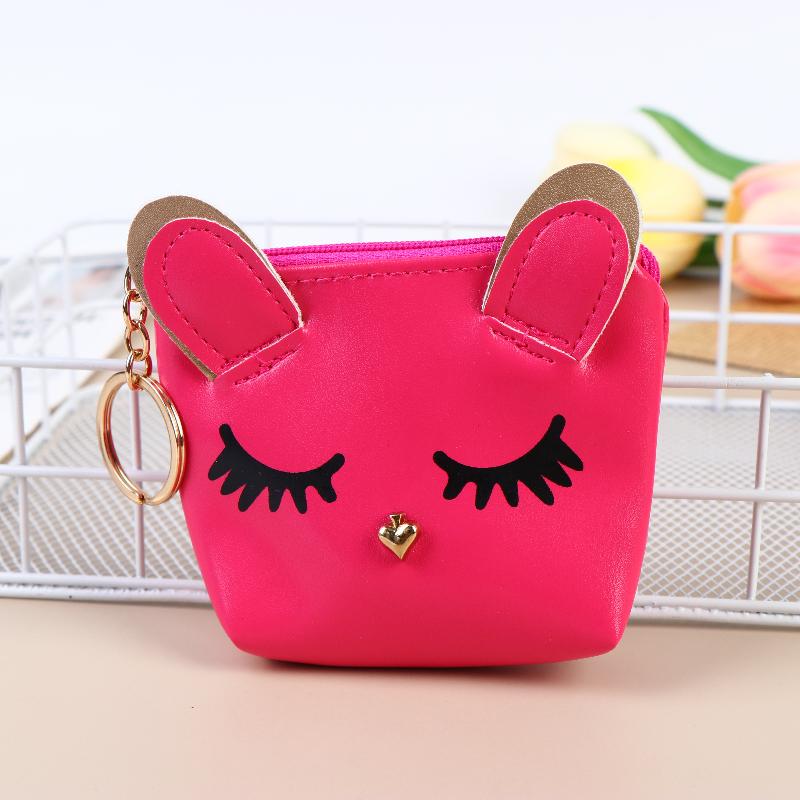 Mini Cute Cat Wallet Keychain Cartoon Lipstick Bag Fashion Earphone Keys Storage Bags Zipper Coin Purse Pendant Girls Gift