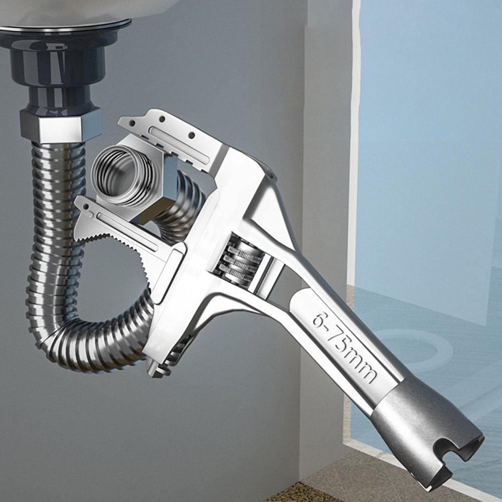 Aluminium Alloy Adjustable Wrench Multifunctional Large Opening Wrench Sanitary Wrench Tool for Washbasin Tube Nut Disassembly