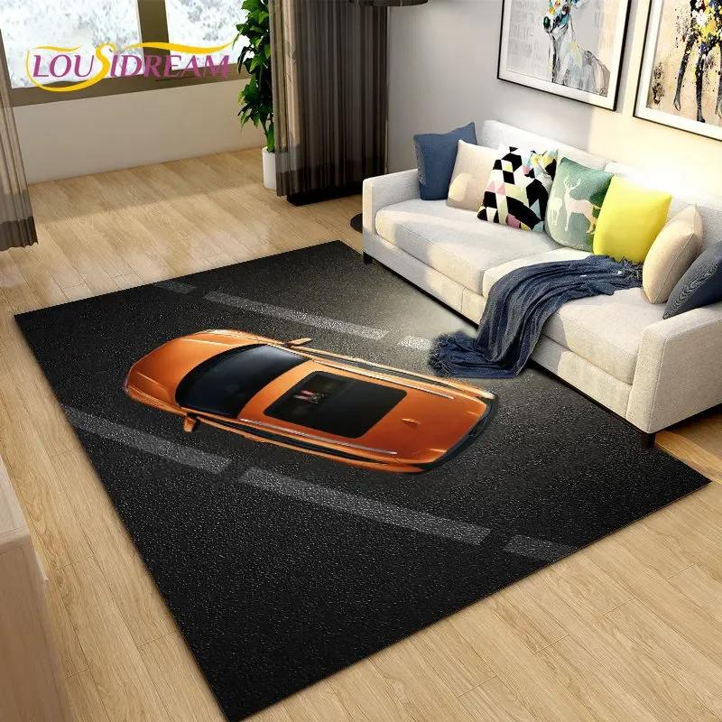 Nový 3D koncept sportovního auta Kobercová rohož, Kobercová rohož do obývacího pokoje Ložnice Pohovka Dekorace Vstupní rohožka, Dětská hrací protiskluzová podlahová rohož