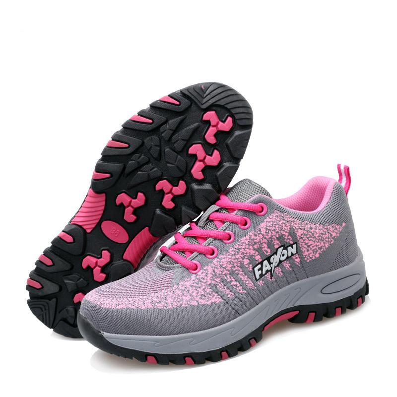 Damenmode atmungsaktive Stahlkappen Arbeitssicherheitsschuhe Arbeiter Werkzeug Sicherheitsschuh Damen Plateau sicher niedrige Stiefel Schutz