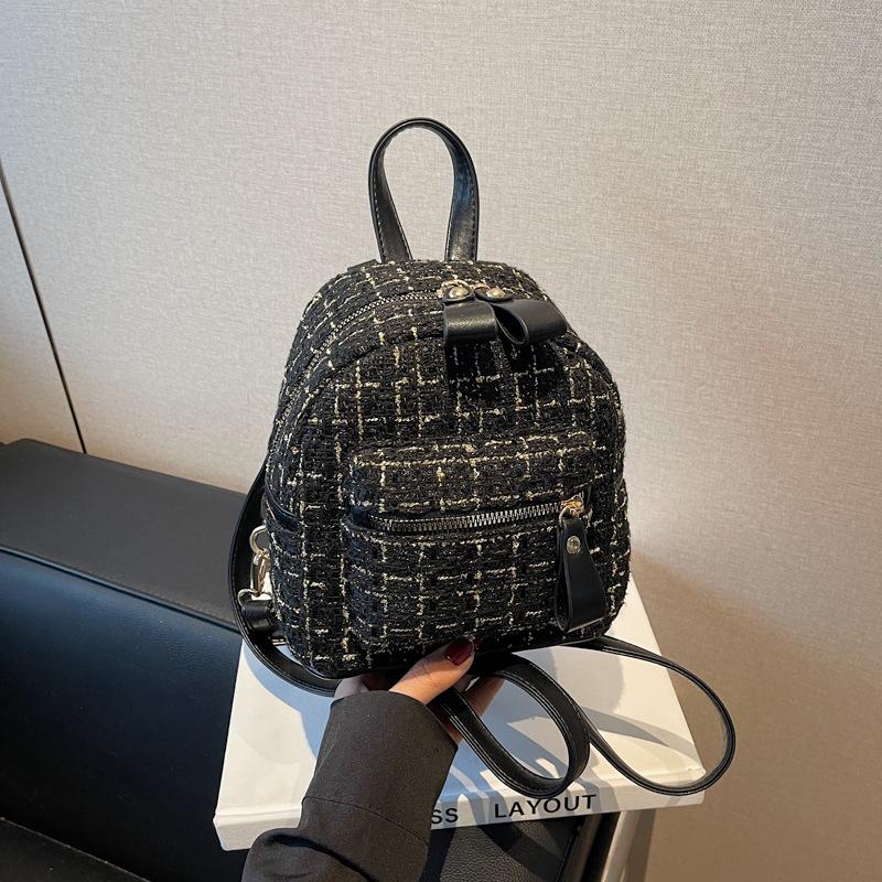 

Модный Универсальный Премиальный Легкий Рюкзак Женский Летний Новый Сумка для Поездок Клетчатый Маленький Рюкзак чёрный