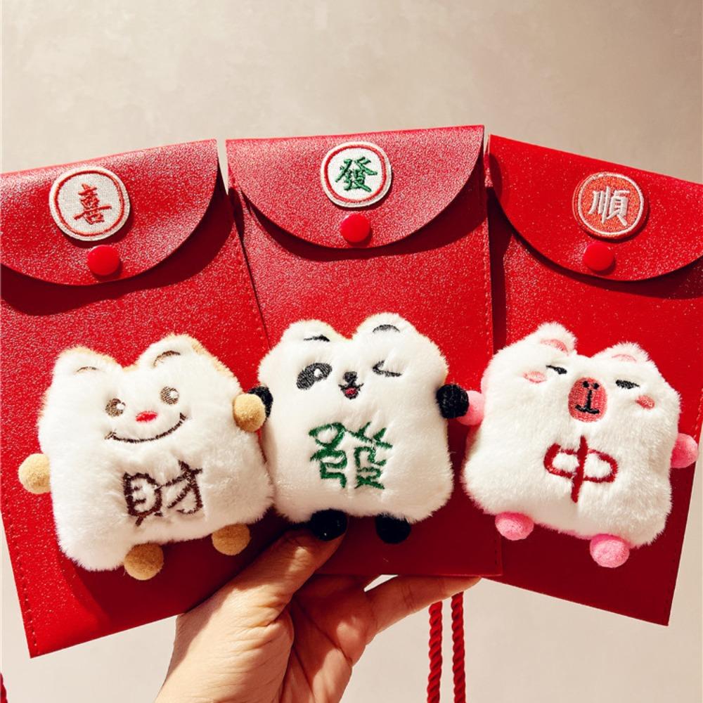 Red Dragon Plush Mahjong Lucky Money Packet Capybara New Year Money Envelope  Party Gifts