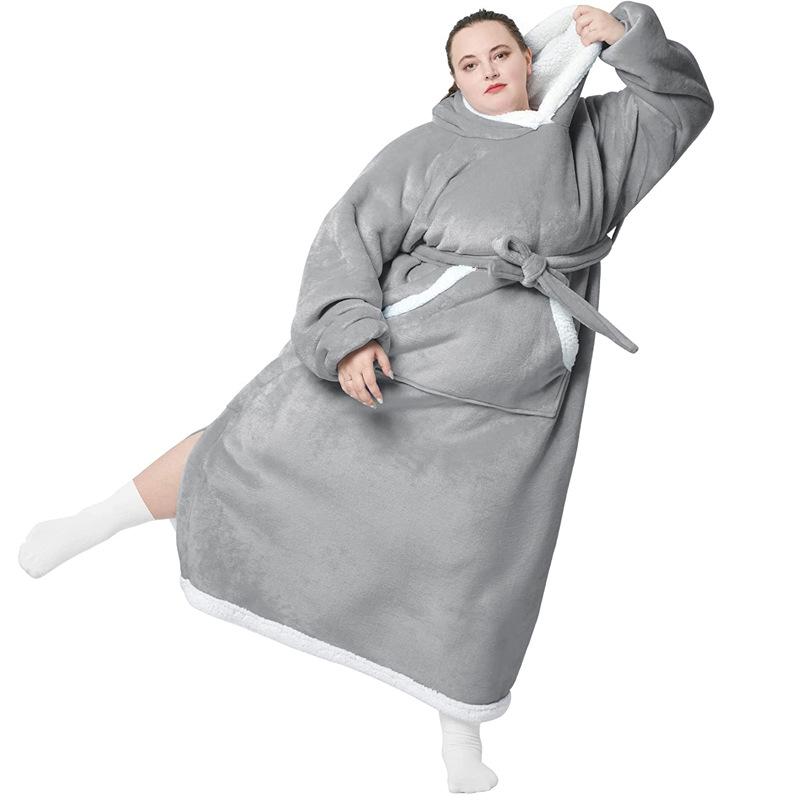 Cozy Hooded TV Blanket: Warm Fleece Pajamas & Robe for Autumn/Winter