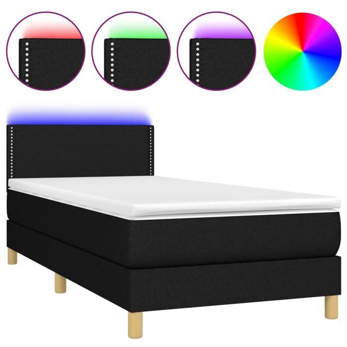 VidaXL Slat Bed Base with Mattress and LED, Upholstered Bed, Single Bed, Adult Bed for Interior Bedroom, 3133607