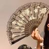 Fashion Floral Pattern Lace Hand Fan Tassel Design Small Size Folding Fan Chinese Style Foldable Decorative Fan Photo Props