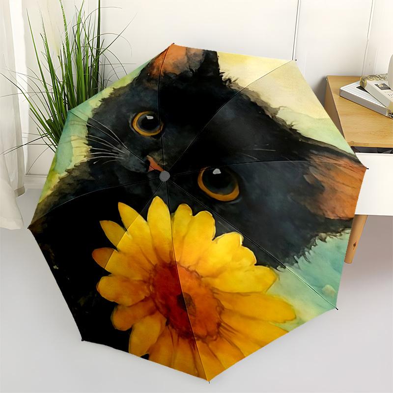 1pc Cat Flower Automatic Open/Close Umbrella with Folding feature Compact Travel Umbrella, Lightweight design, for Commuting, Business132