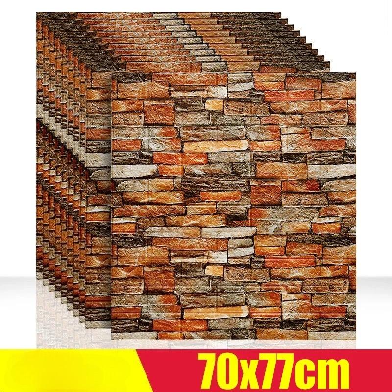 1/5/12pcs Foam 3D Wall Decor Sticker Waterproof Self-adhesive Brick Wallpaper DIY Living Room Wall Sticker Background for Office