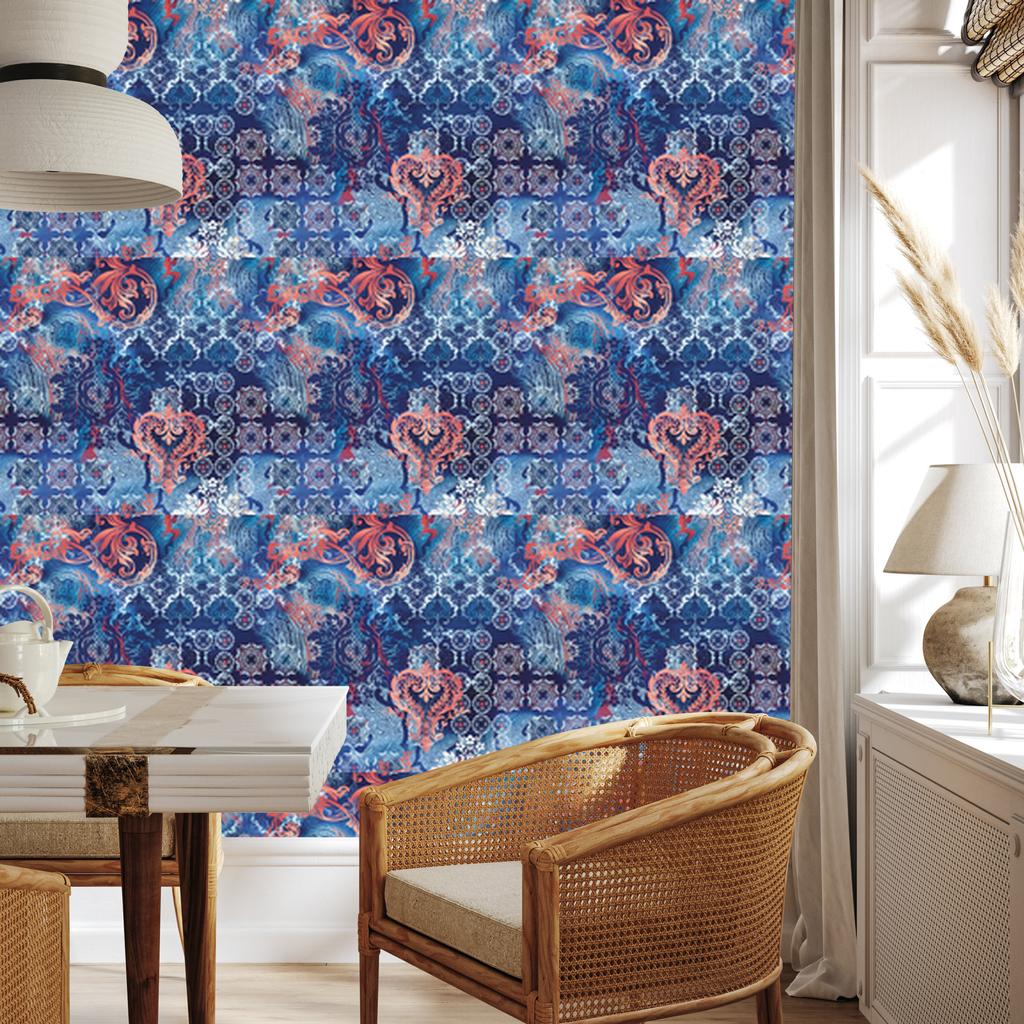 Ethnic Geometric Motifs Wallpaper for Living Room and Bedroom 50x1000