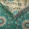 Green/brown blanket, double flower tassel, sofa blanket, double-sided blanket, pure cotton