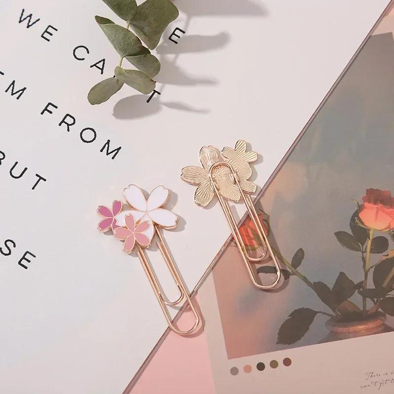 1 Exquisite Pink Cherry Blossom Bookmark Paper Clip and Book Holder Student Bookmark Learning Stationery