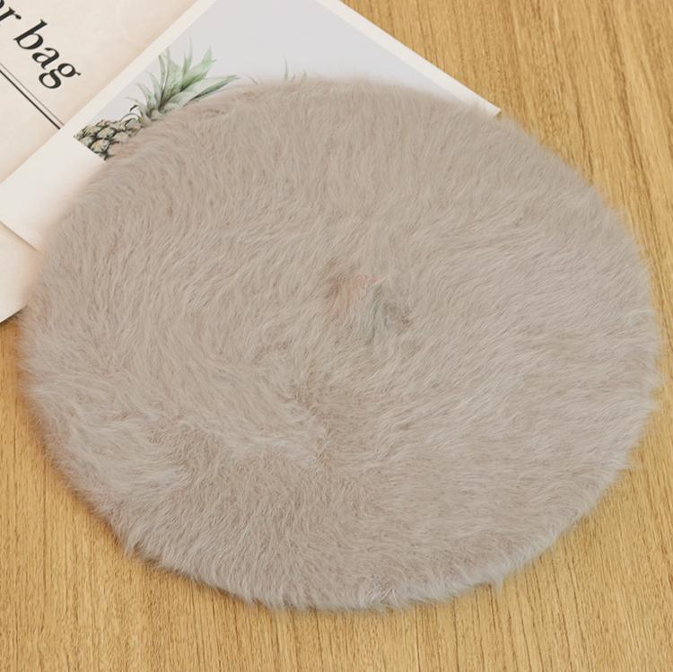 Autumn Winter New Fashion Plush Warm Good Quality Rabbit Fur Beret Winter Berets Outdoor Casual Flat Top Beret for Woman