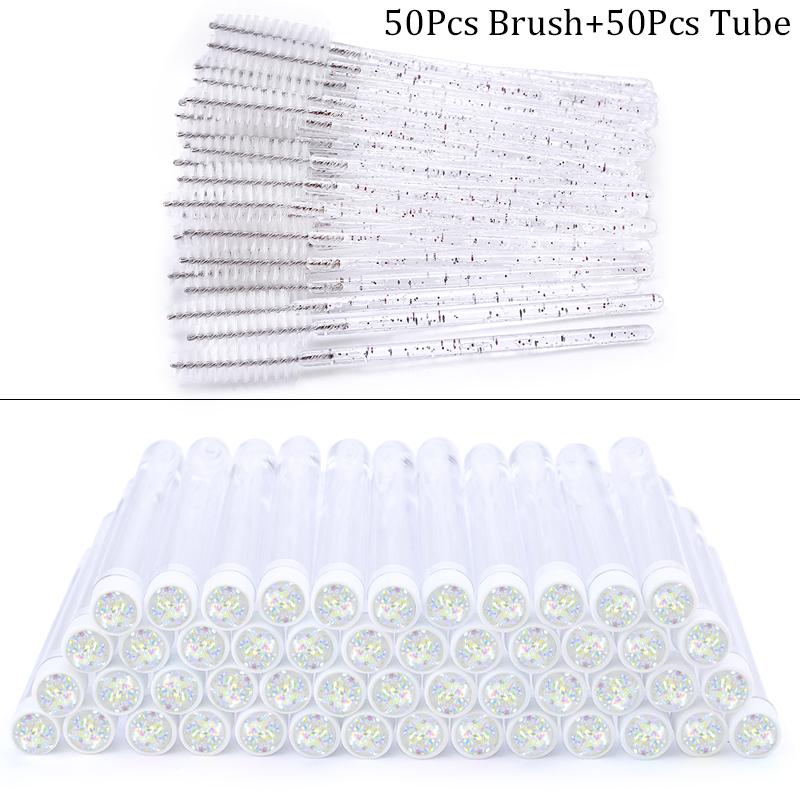 100 Stück Diamant Augenbrauenbürstenröhrchen Leer Wiederverwendbar Wimpern Mascara Stäbchen Hülle Austauschbare Kristall Wimpernbürste Staubdicht Make-up Werkzeug