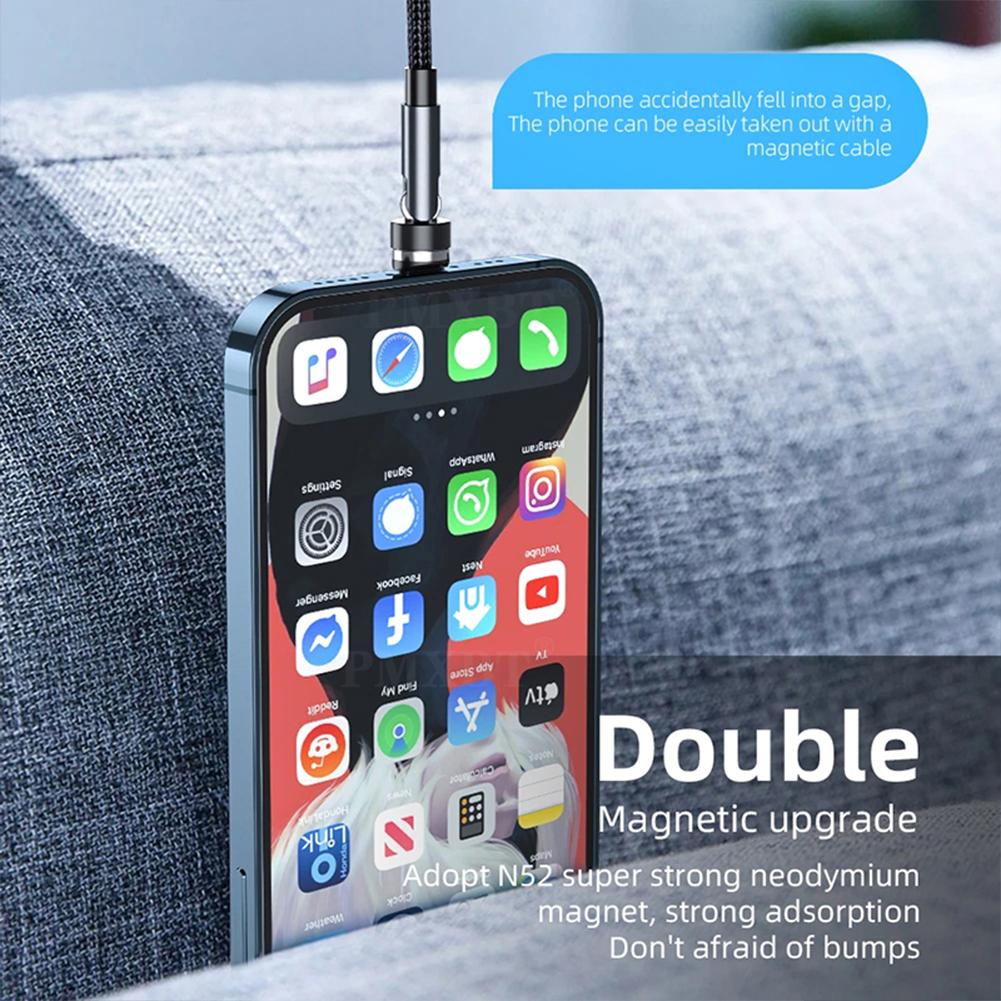 540-degree Rotating Magnetic Cable 3A Fast Charging Charger Usb Data Cable Compatible For Iphone Xiaomi Phone