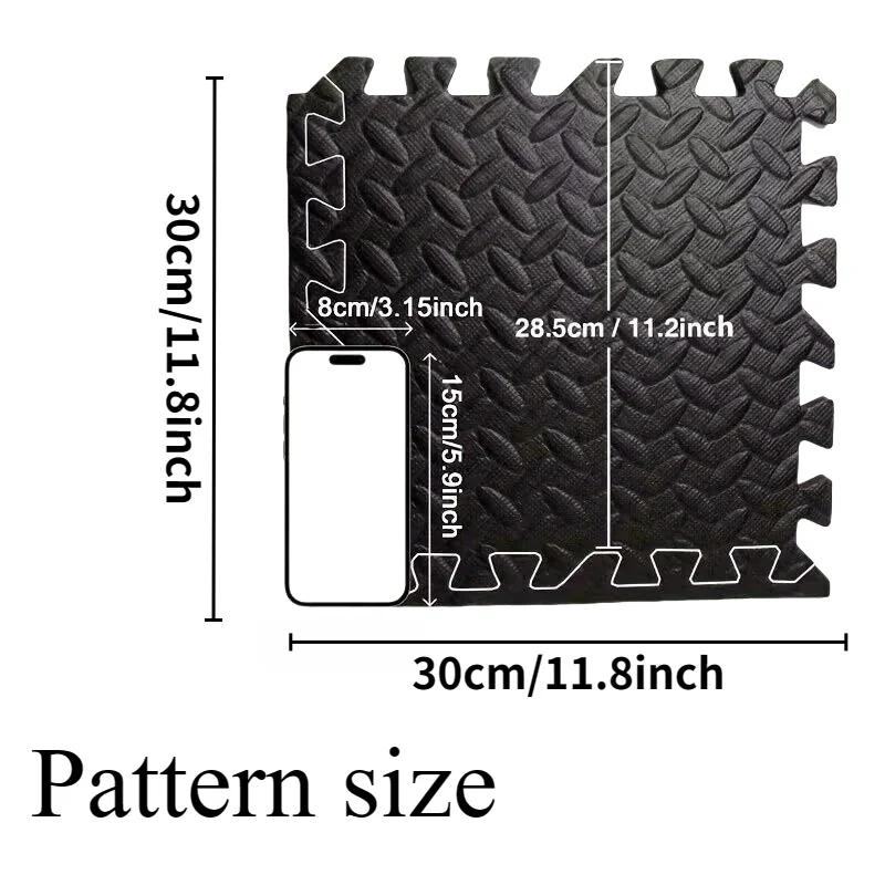 EVA Foam Interlocking Exercise Mat Tiles Extra Thick PVC Gym Flooring for Fitness Yoga Aerobics Non-Slip Black Mat 16Pcs