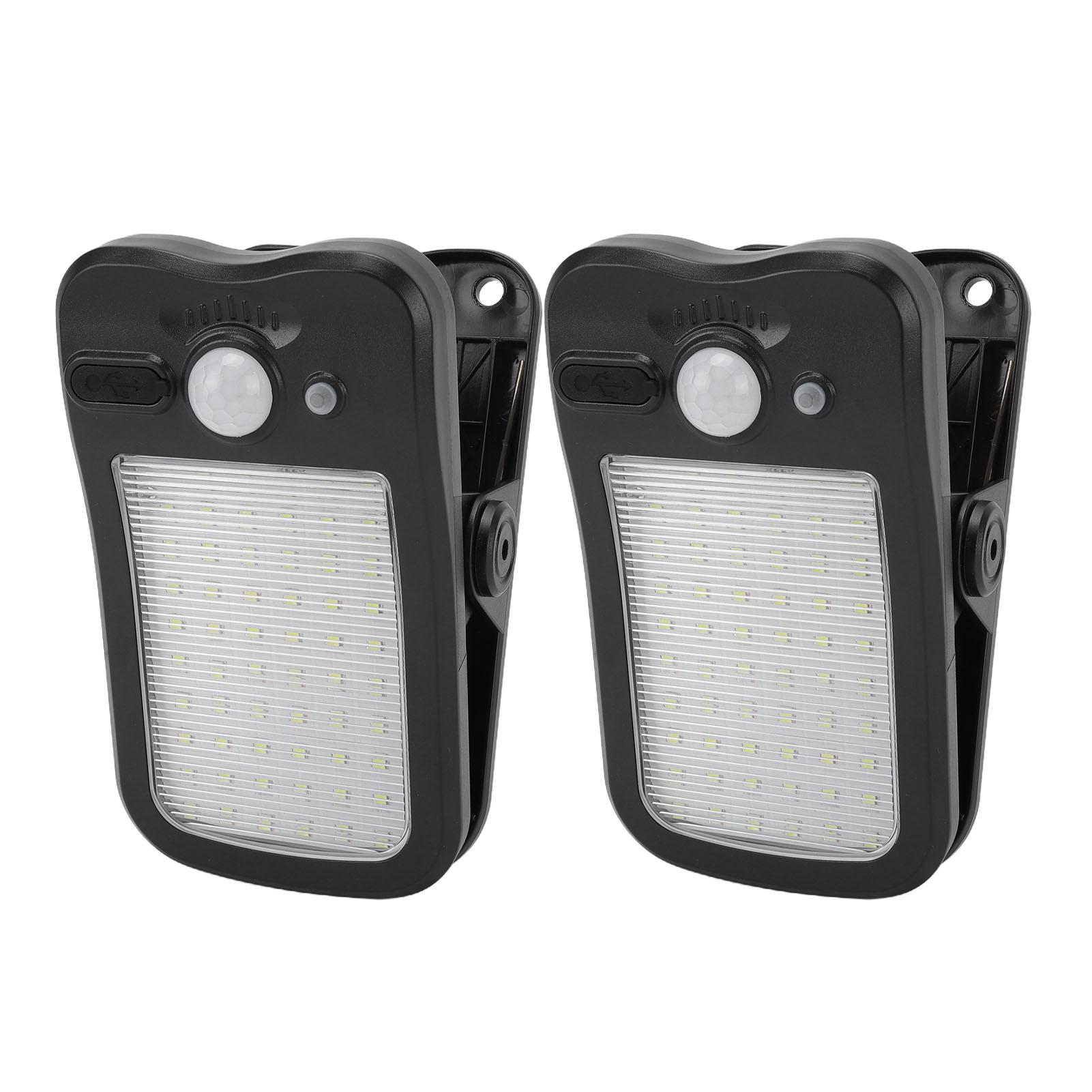 

2 Pcs Clip On Solar Motion Lights 60 LEDs Clip On Solar Fence Lights IP65 Weather Proof USB Rechargeable for Garden