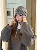 American retro leopard print stack hat female early autumn lazy casual face small cold hat big head circumference bag head pullover hat