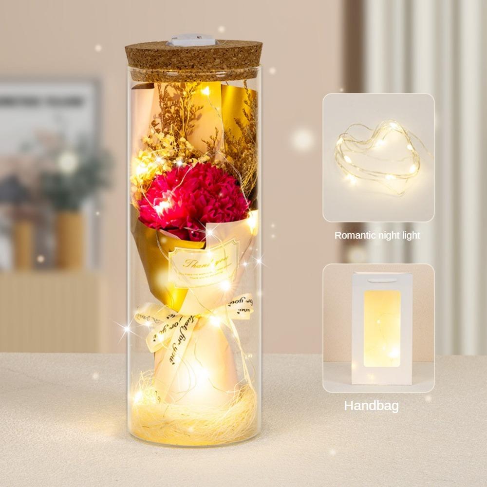 Evig rose LED-glasskuppelbukett Romantisk opplyst ornament Perfekt Valentinsdag Juleinnredning romantisk gave