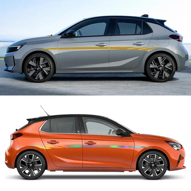 Für Opel Corsa C E F D 2 Stück Auto Seiten Tür Aufkleber Vinyl DIY Modifiziert Sport Racing Streifen Muster Aufkleber Fahrzeug Dekoration
