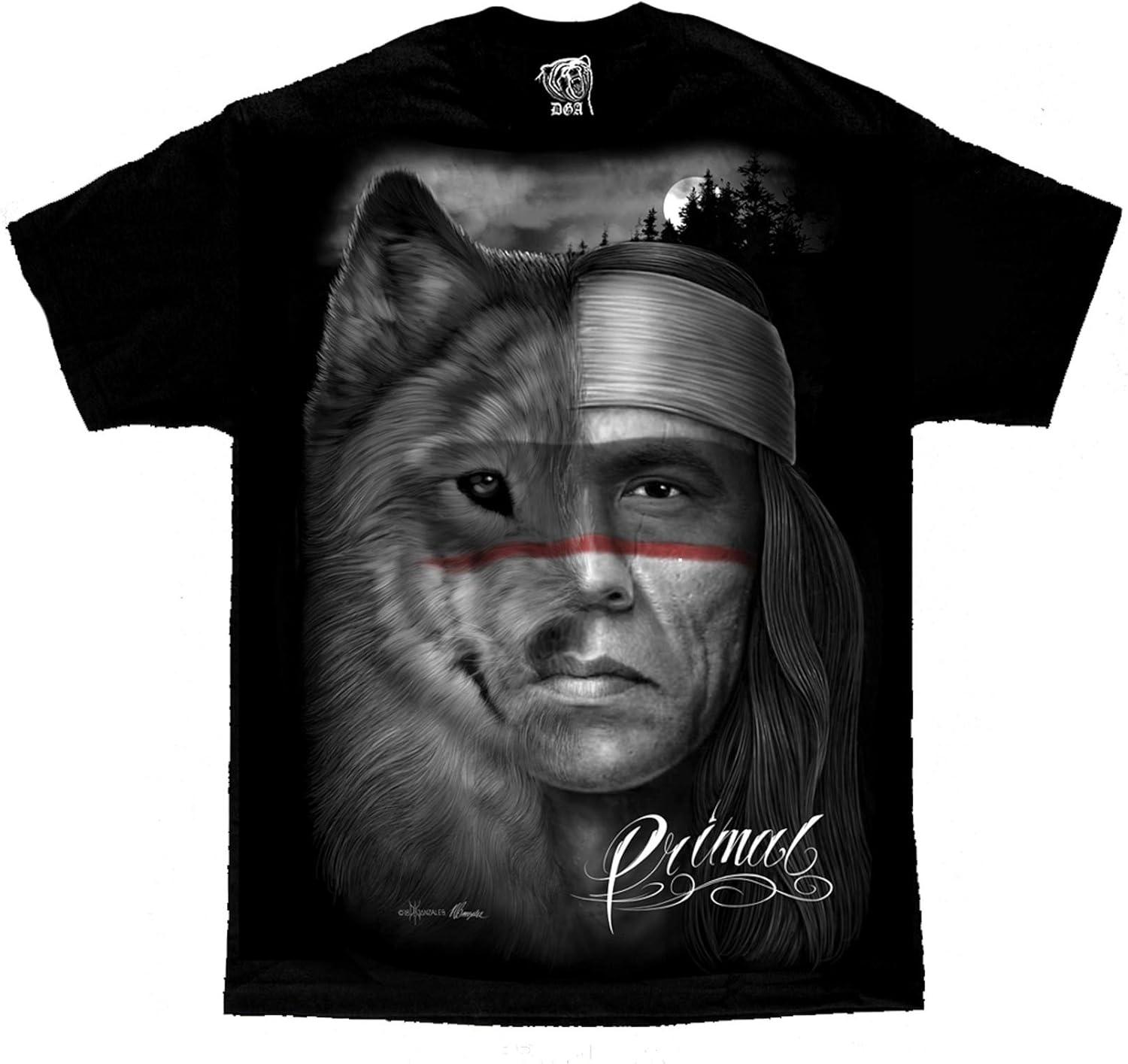 Primal Warrior Native American Indian T Shirt DGA David Gonzales XXXX-Large Black S чёрный