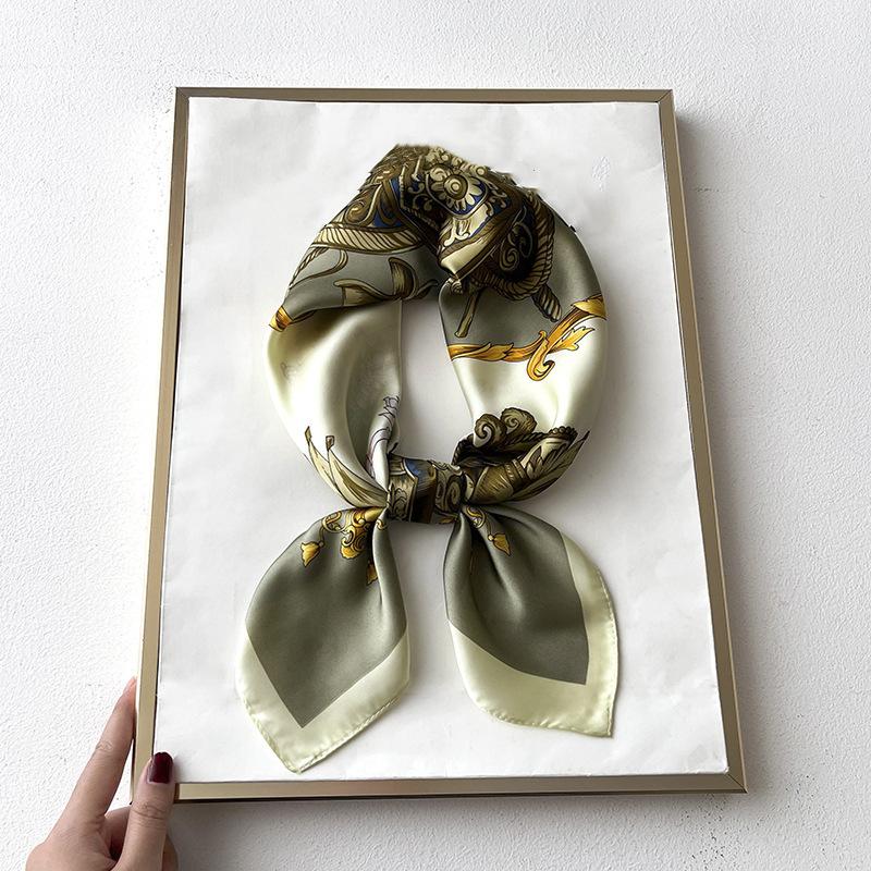 Silk Feeling Scarf Square Satin Head Scarf for Women