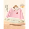 Girls' Sweatshirt Autumn and Winter Style A-Class Children's Autumn Clothing Fleece-Lined Thickened Warm Long-Sleeve T-Shirt Girls' Collared Top