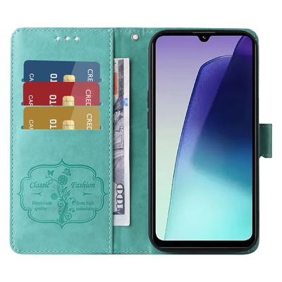 Für Xiaomi Poco C75 4G/Poco M7 5G/Redmi A3 Pro 4G/14R 5G/A4 5G/14C 5G/14C 4G Lederhülle Schmetterling Blumenprägung Brieftasche Ständer