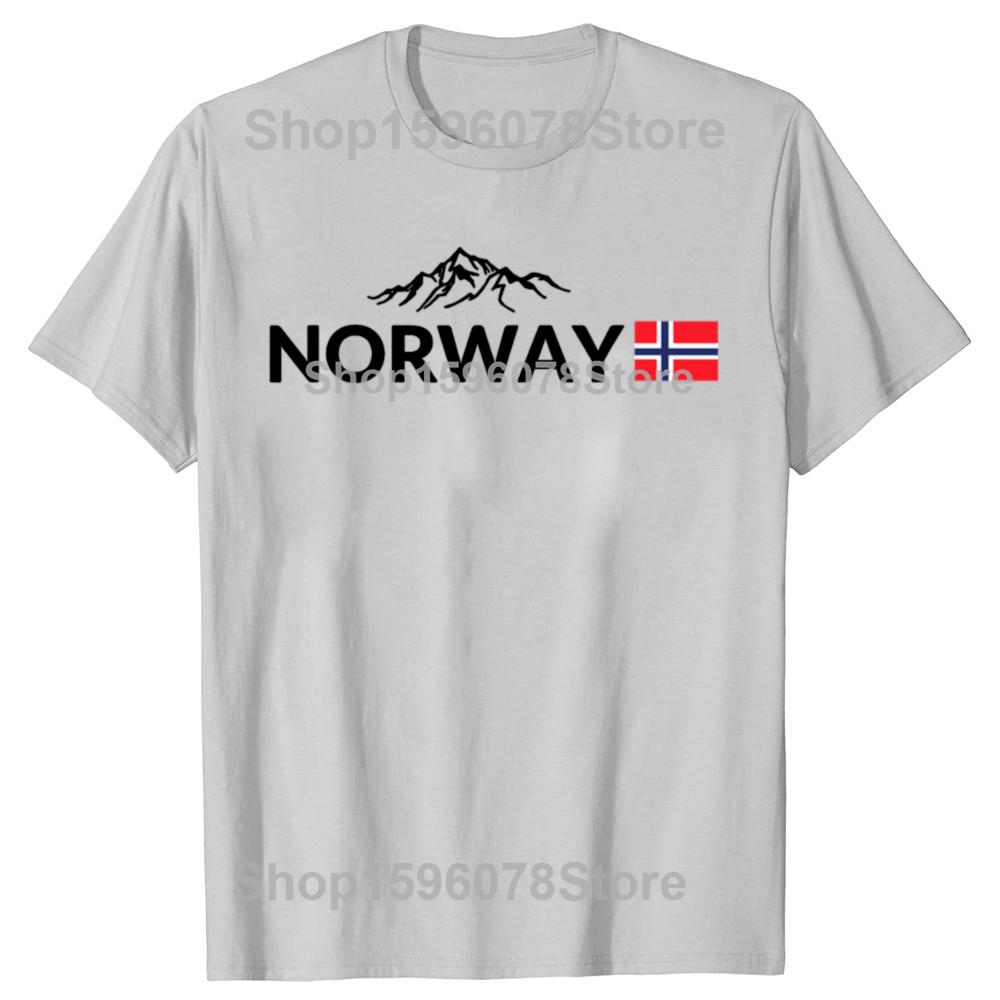 Funny Norway Flag Mountain Outdoor Graphic T-shirts Men Women's Fashion Casual Tshirt 100% Cotton Loose Oversized T Shirt
