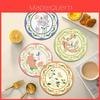 Floral Rubber Coaster Set With Thick Nonslip Material For Home Dining Decor
