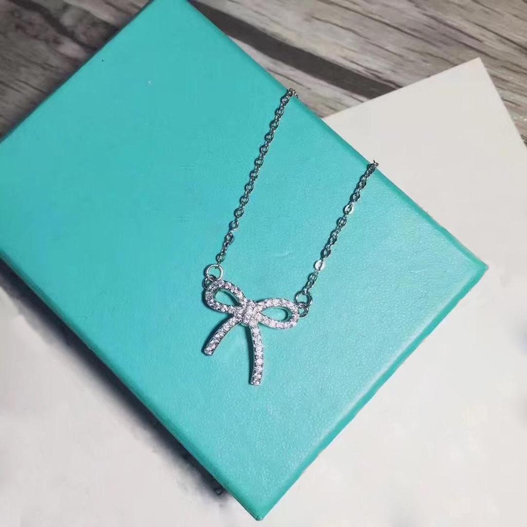 S925 Sterling Silver 3D Diamond Bow Necklace - Korean Style Clavicle Chain for Women, Perfect Valentine's Day Gift
