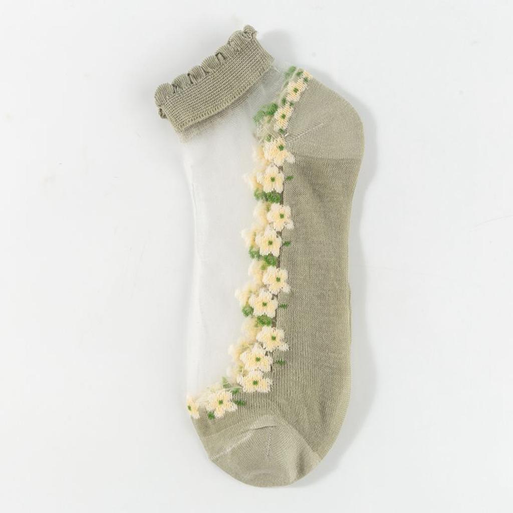 Women's Socks With Floral Patterns, Breathable And Sweat Absorbing Lace