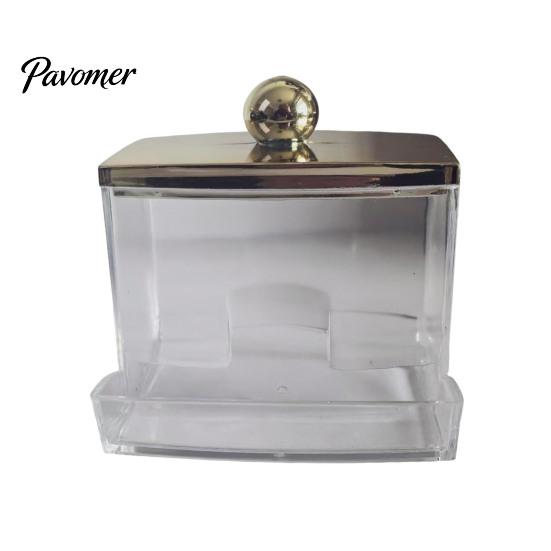 Jewelry Storage Box with Bamboo Lid Dustproof Moisture Resistant Clear Transparent Acrylic Case Container Cotton Swabs Dental Floss Organizer