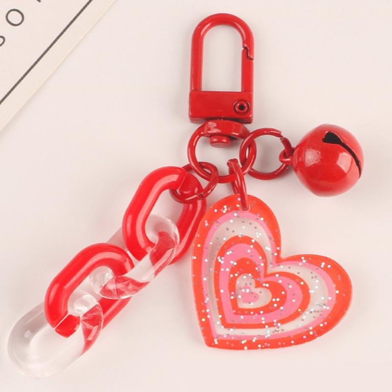 Sweet Acrylic Heart Pendant Keychain Link Chain Keyring for Purse,Handbag, Bag